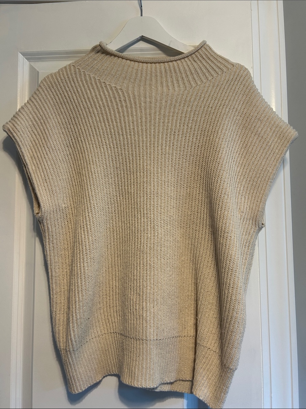 Cream Knit Cap-Sleeve Sweater Vest